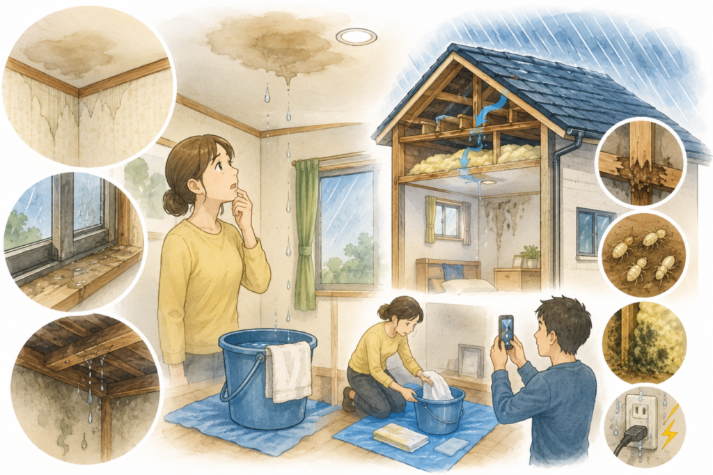 瀬戸市で雨漏りが発生したときにまず確認すべきこと